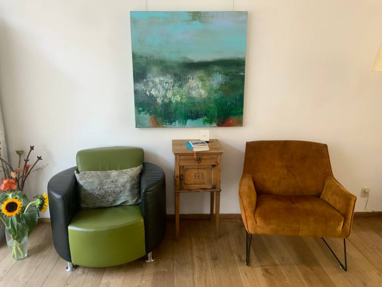 Original Abstract Expressionism Landscape Painting by Hennie Van De Lande