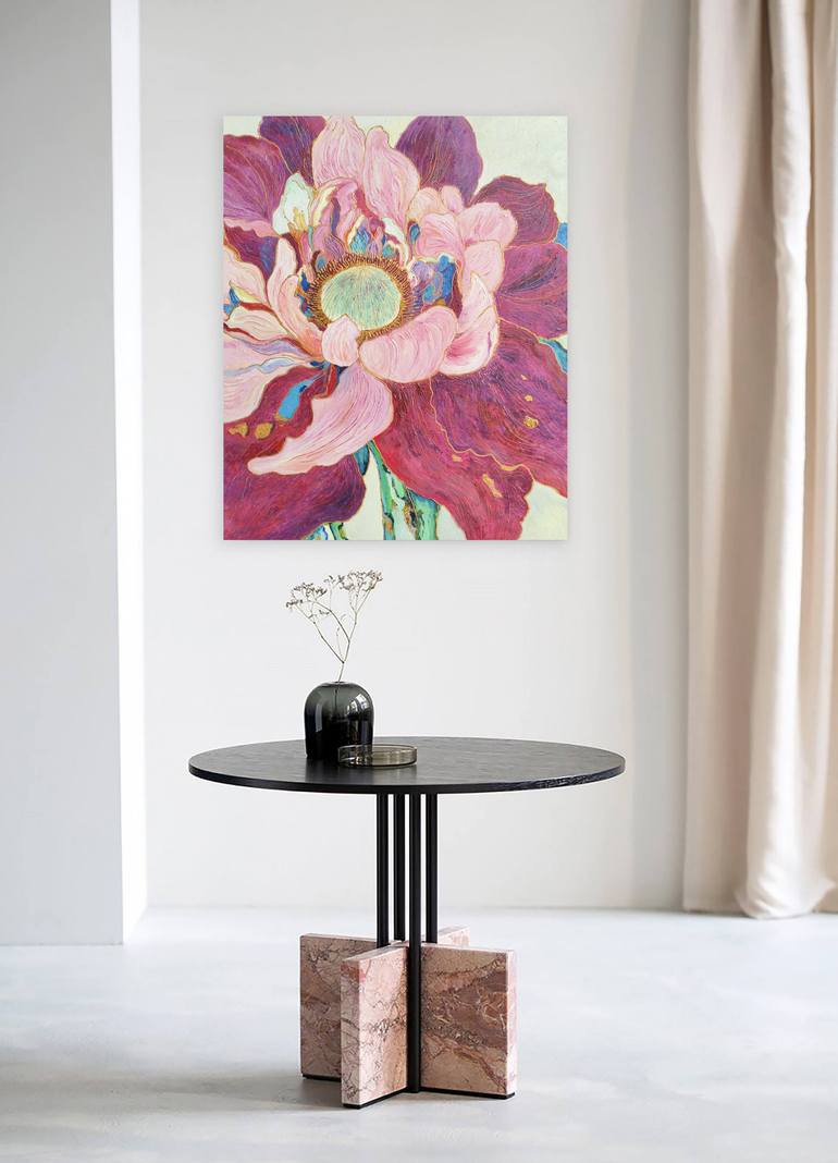 Original Abstract Floral Painting by Jie Song
