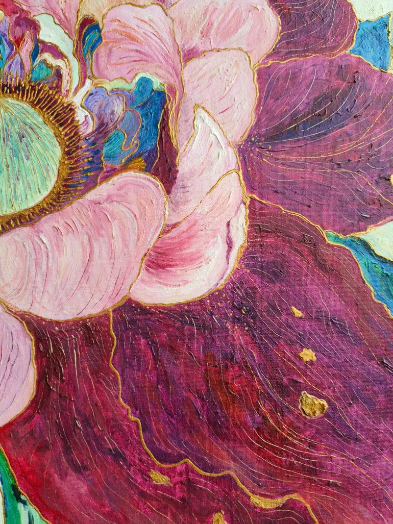 Original Abstract Floral Painting by Jie Song
