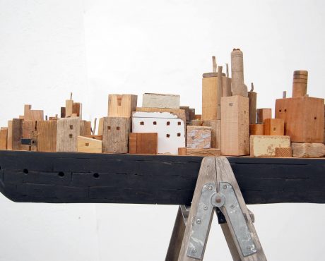 Drifting continent collage city in peace reclaimed wood cornwall